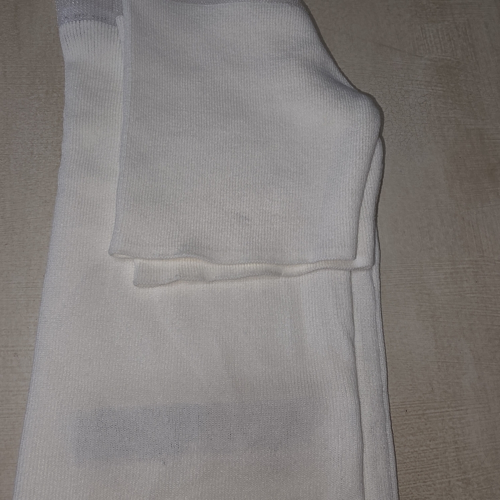 Zara White Sheer Mesh Yoke Ribbed Knit Top Short Sleeve Size Medium - Picture 9 of 9